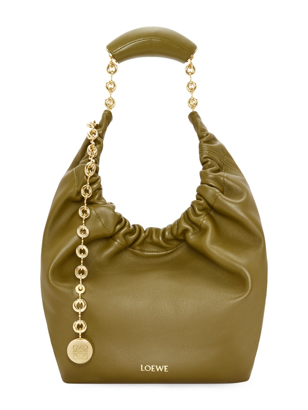 Loewe Small Leather Squeeze Olive Shoulder Bag